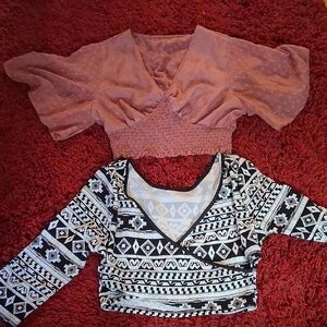 Women's Pink and Black Patterned Tops